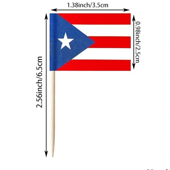 Mini Puerto Rican Flag Toothpicks - Picture 3 of 3